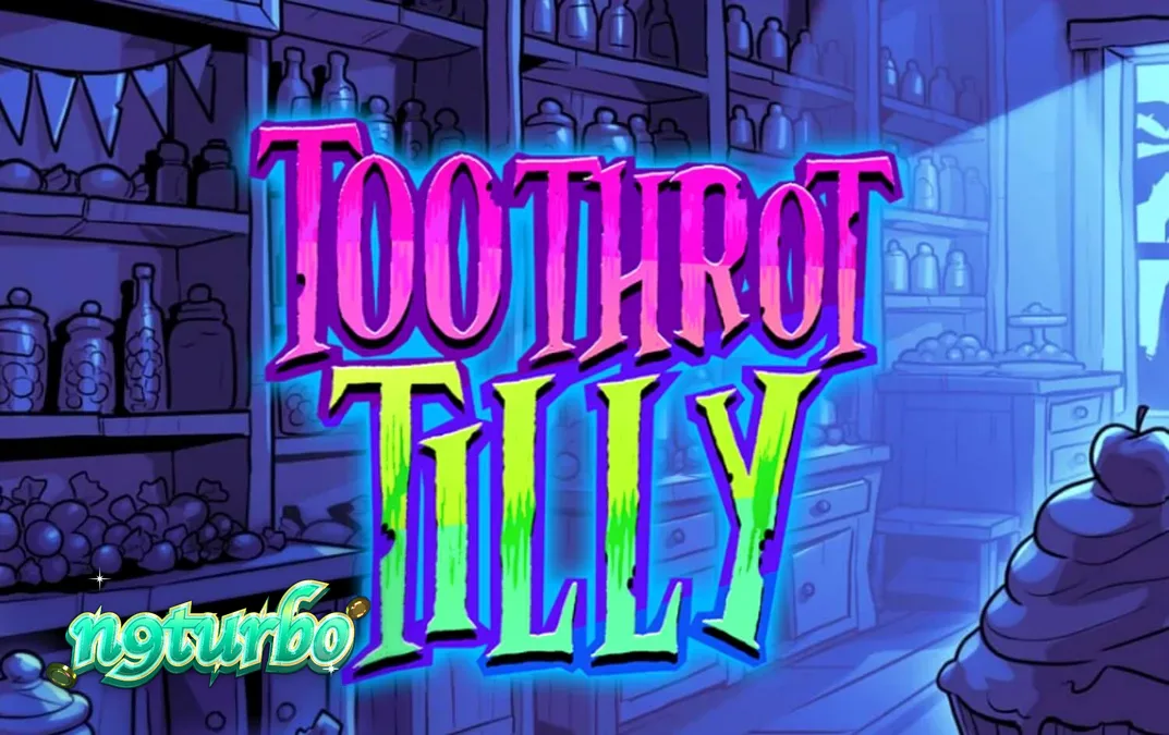 Tampilan visual slot Toothrot Tilly dengan tema permen dan pertempuran neon.