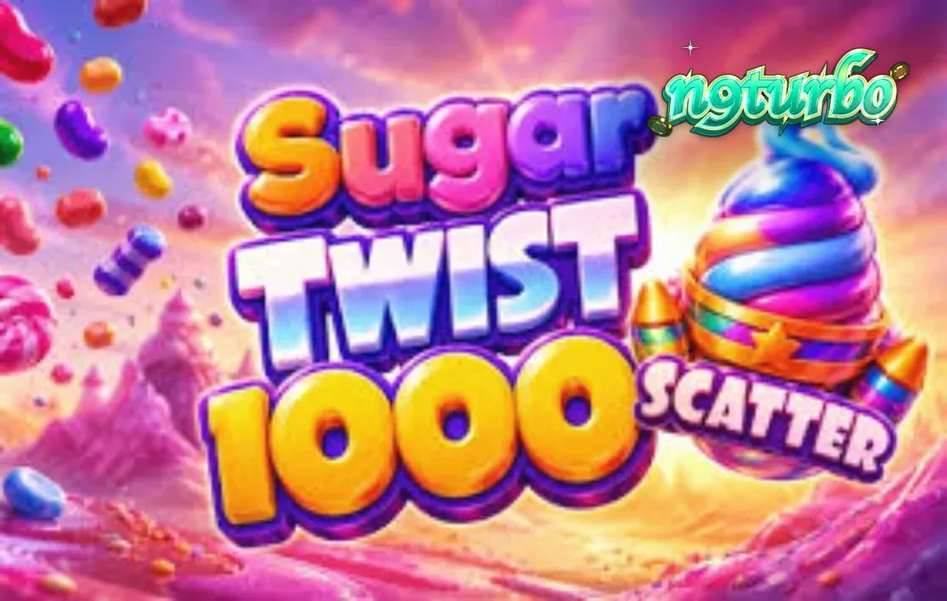 Tampilan grid 7x7 penuh warna dalam game slot Sugar Twist 1000